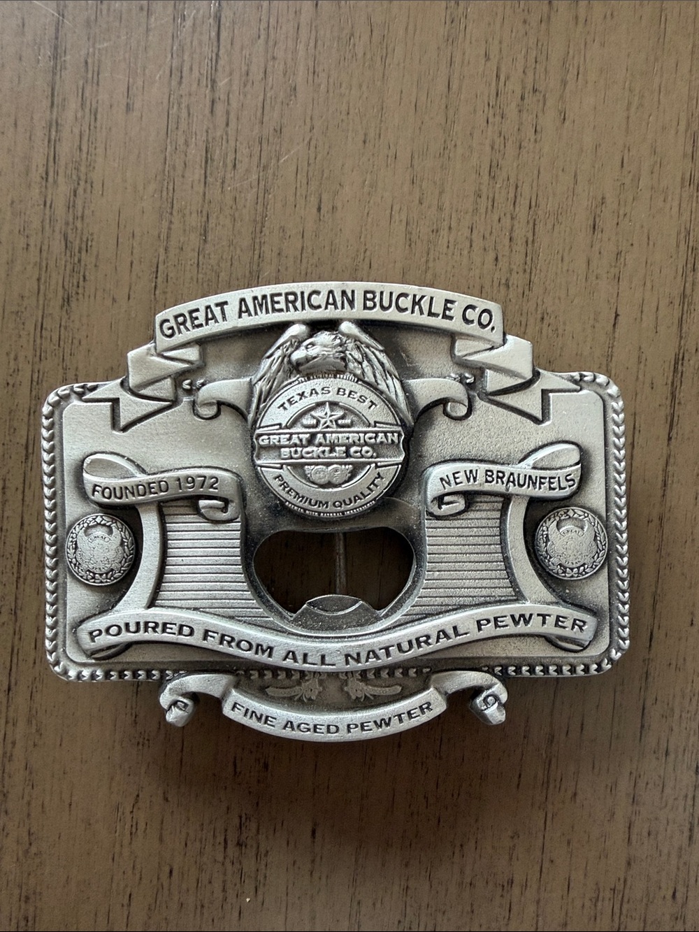 Great American Buckle Co Silver Pewter Bottle Opener Belt Buckle